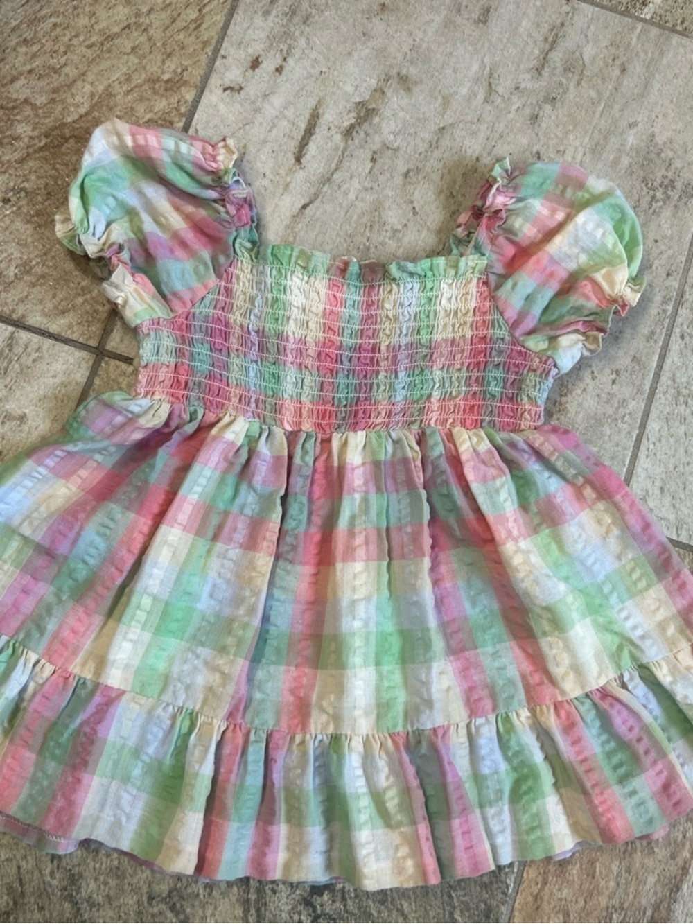 Bonnie Baby Pastel Plaid Smocked Dress 24M Spring Summer